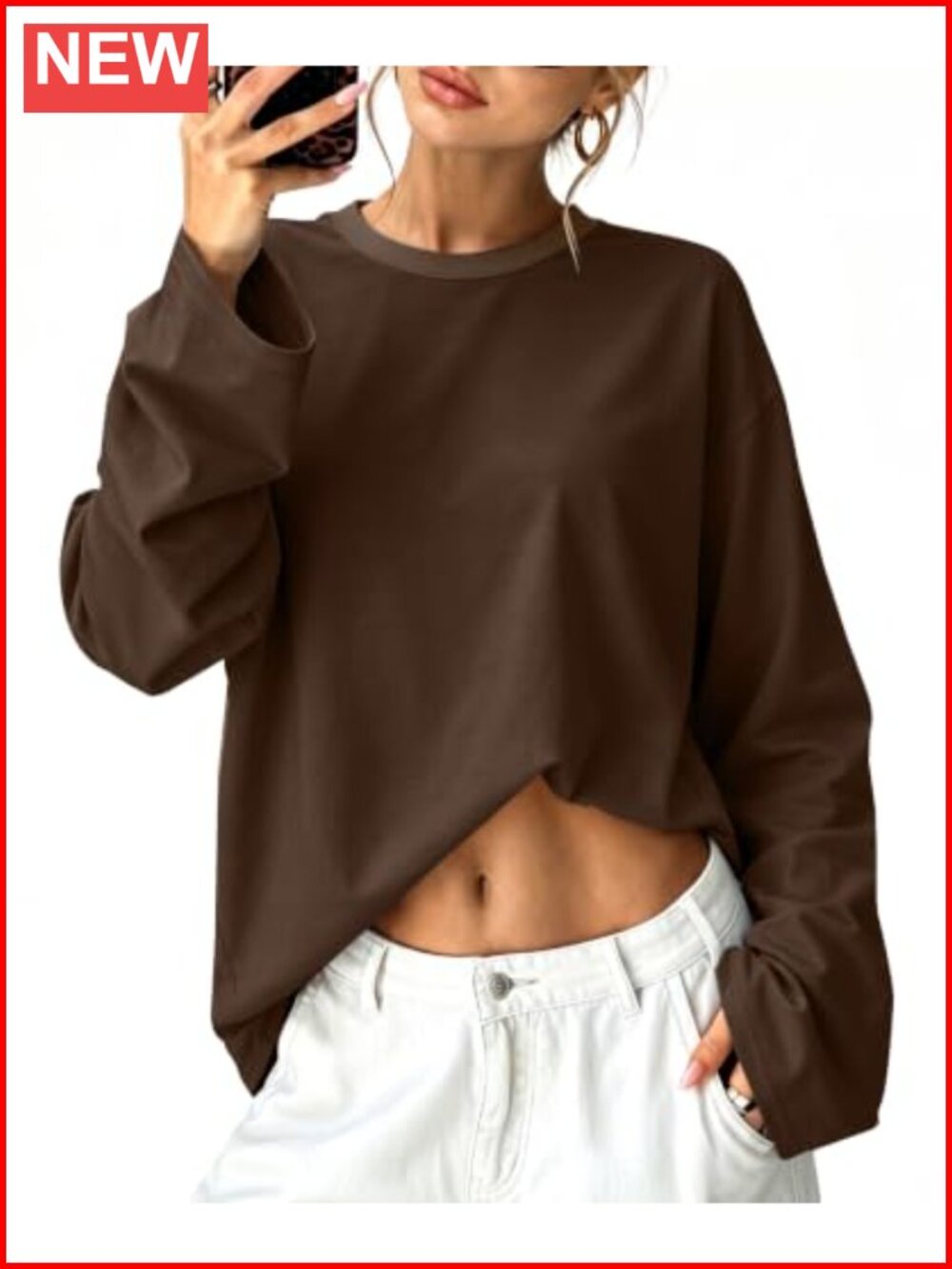 Women's Oversized Long Sleeve Crew Neck T-Shirt Fall Y2K Style